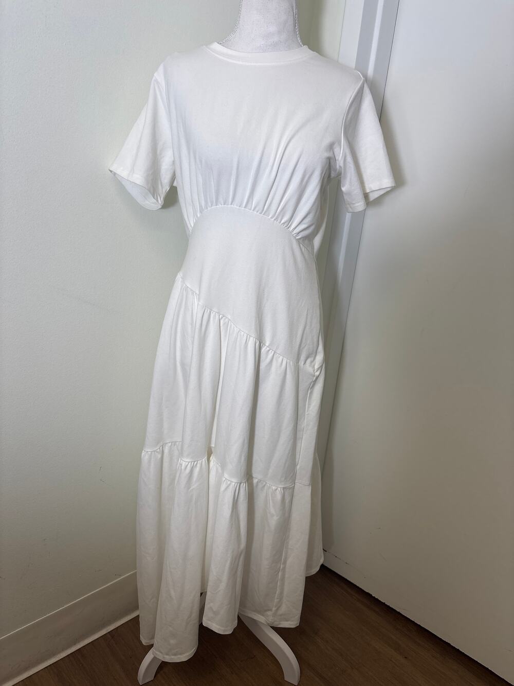Robert Rodriguez White Short Sleeve Tiered Maxi Dress Sz M